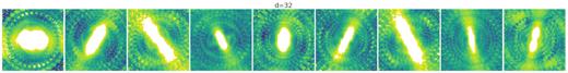 Image of low level noise structures in generated images from a model with d = 32.