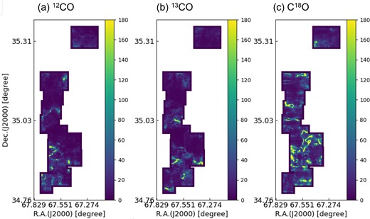 Uncertainty maps for L1482. The color bar is in the unit of degrees with range 0°–180°.