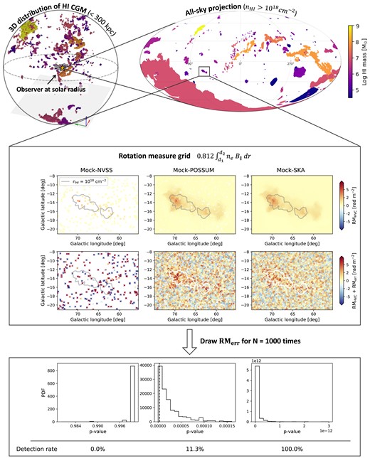 An illustration of how detection rates of individual magnetized circumgalactic clouds are calculated.
