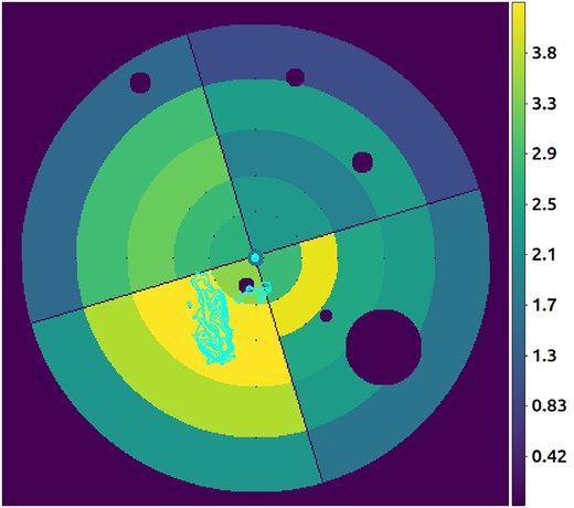 Temperature map of Abell 272 (Fig. 8) with LoTSS contours (from Fig. 10) overlaid in blue.