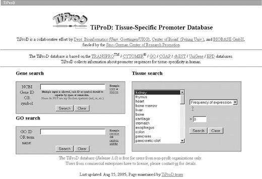 Screenshot of the TiProD interface.