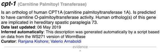 The gene description of cpn-1 is an example of a description informed by the function of the orthologous human gene and the predicted protein domain signatures.