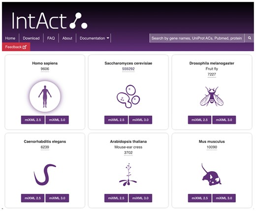 Species-specific interactomes are easily accessible from the ‘Interactomes’ tile of the home page.