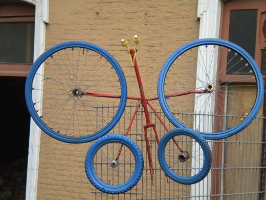 Cycling in the air. Life needs lightness. This angel butterfly was surprised in Amsterdam.
