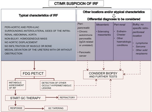 Diagnostic algorithm for idiopathic versus other forms of retroperitoneal fibrosis.