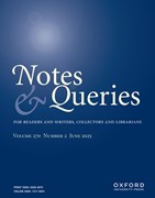 Notes and Queries Cover Image