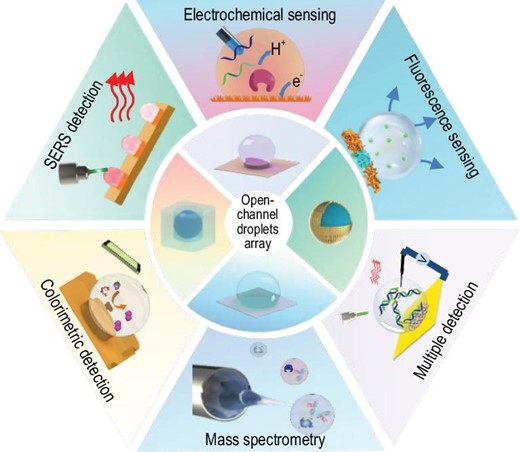 Open-channel microdroplet array toward multiple biosensing.