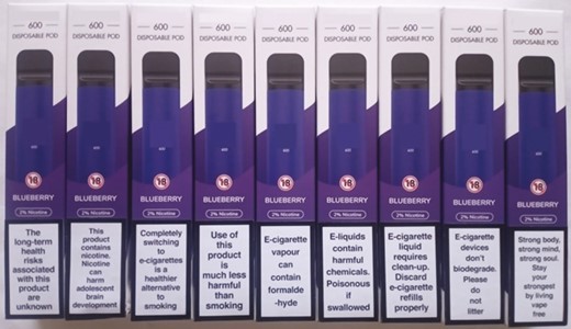 Nine alternative on-pack messages. Notes: Message 1—Harms: “The long-term health risks associated with this product are unknown”. Message 2—Harms: “This product contains nicotine. Nicotine can harm adolescent brain development”. Message 3—Relative risk: “Completely switching to e-cigarettes is a healthier alternative to smoking”. Message 4—Relative risk: “Use of this product is much less harmful than smoking”. Message 5—Toxicities: “e-cigarette vapor can contain formaldehyde”. Message 6—Toxicities: “e-liquids contain harmful chemicals. Poisonous if swallowed”. Message 7—Litter: “e-cigarette liquid requires clean-up. Discard e-cigarette refills properly”. Message 8—Litter: “e-cigarette devices don’t biodegrade. Please do not litter”. Message 9—Wellness: “Strong body, strong mind, strong soul. Stay your strongest by living vape free”