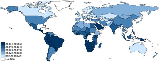 Cross-country differences in Gini.