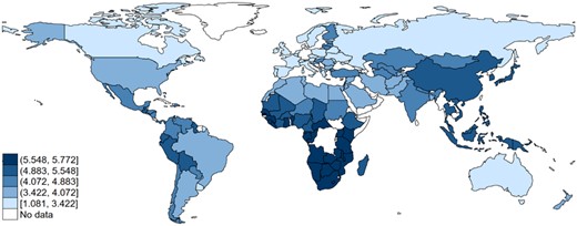 Cross-country differences in Gdist_DNK.
