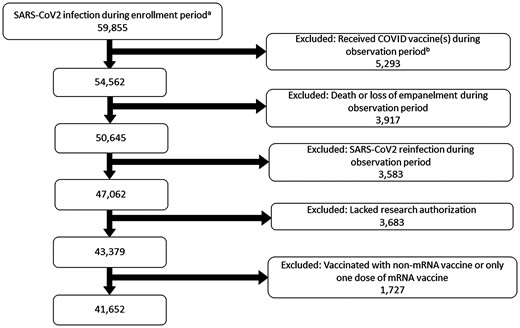 Patient screening and selection flowchart. a February 2021–31 December 2022. b Within 6 months after the date of infection.