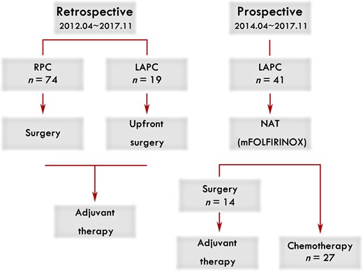 Enrollment and treatment schema in our institution.