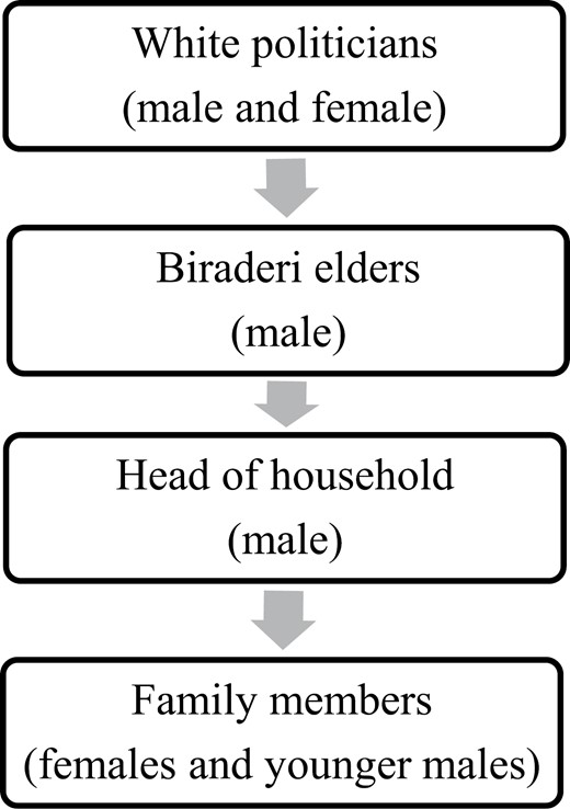 Flowchart of patronage relationships.