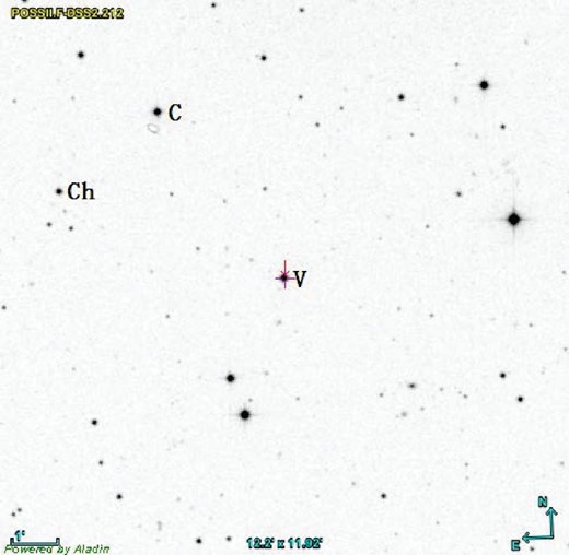 Star map of PZ UMa with its field of view set at 12${^{\prime}_{.}}$2 × 11${^{\prime}_{.}}$92.