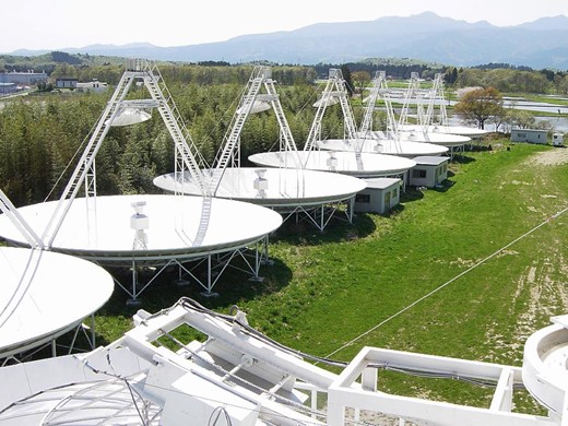 Nasu telescope array with 20 m spherical antennas at the Jiyu-Gakuen Nasu Farm. (Color online)