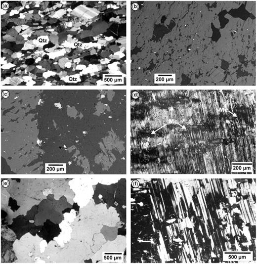 Cross-polarized photomicrographs and SEM BSE images of Khetri A-type ...