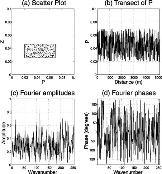 plankton patchiness and its effect on larger scale productivity example of random initial conditions a scatter plot of p and z values