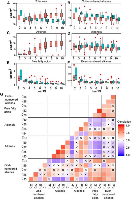 Changes in Wax Quantity with Leaf Ontology.