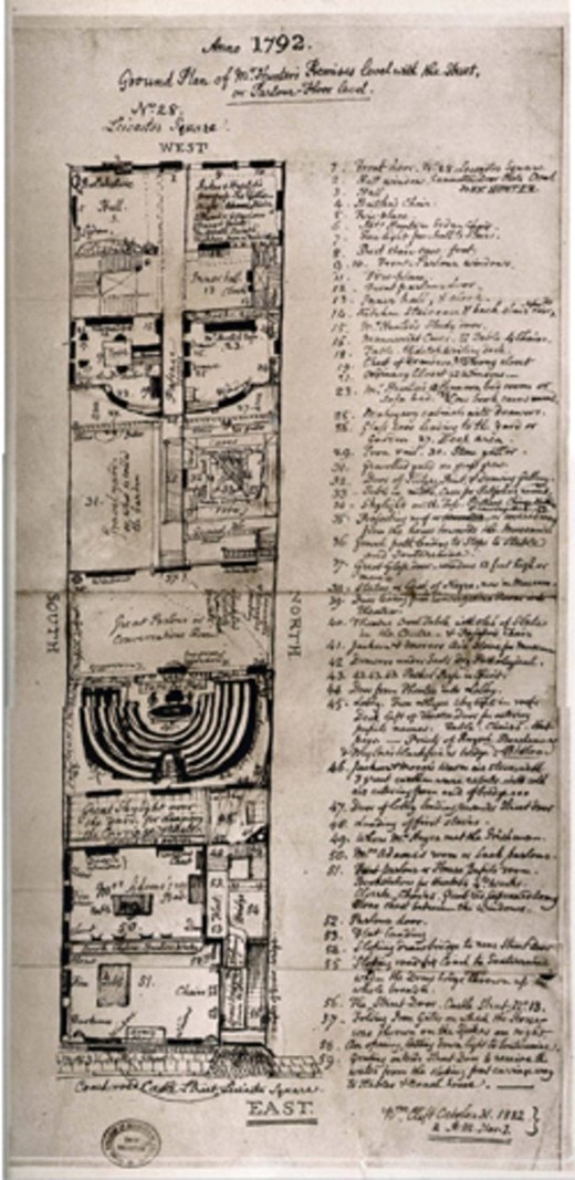 Plan of John Hunter’s house in Leicester Square © Wellcome Images