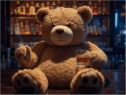AI-generated images, like this one, created from nothing more than a text prompt (“a teddy bear smoking and drinking whiskey”) can easily and quickly damage a brand or supercharge a conspiracy or disinformation campaign.
