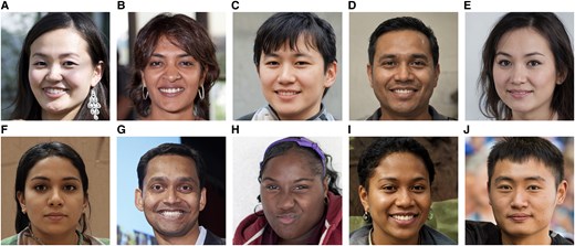 Half of these faces are real and half are AI generated. Can you tell which is which? (The AI-generated faces were generated using StyleGAN2, and the real faces were published in Flickr by their respective authors under either Creative Commons BY 2.0, Creative Commons BY-NC 2.0, Public Domain Mark 1.0, Public Domain CC0 1.0, or US Government Works license.).