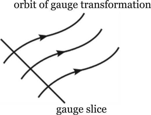 Gauge orbit and a gauge slice.