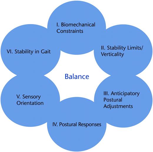 Model summarizing systems underlying postural control corresponding to sections of the Balance Evaluation Systems Test (BESTest).