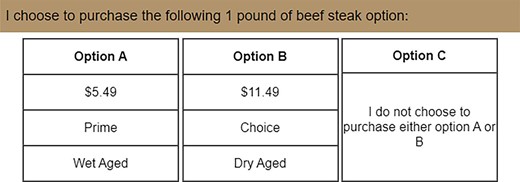 Example choice scenario.
