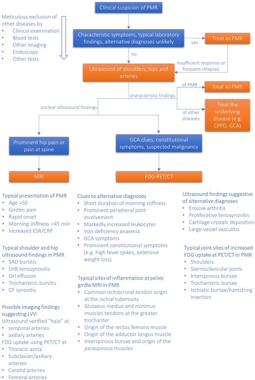 A proposed algorithm for the use of imaging in patients with PMR in clinical practice