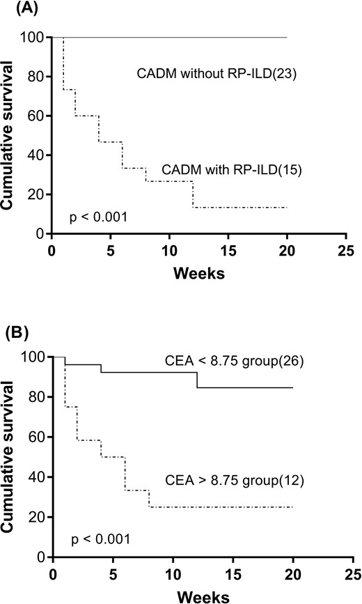 The cumulative 20-week survival rate in different groups