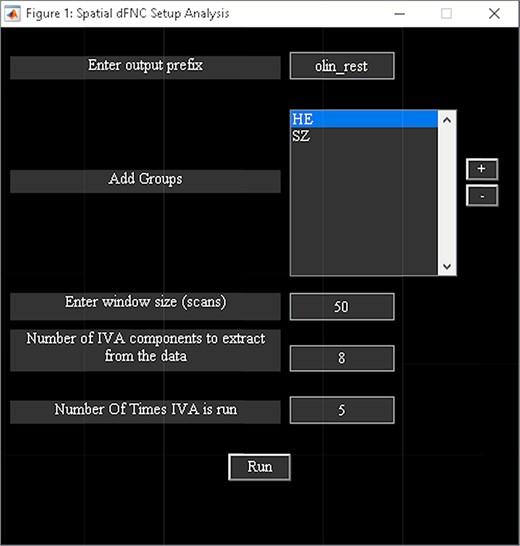 Spatial dFNC setup analysis.