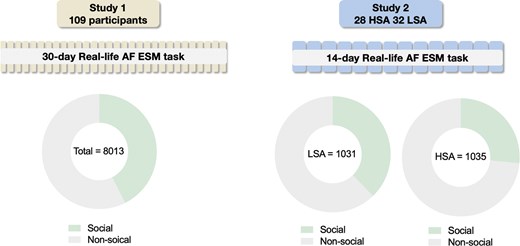 The research framework of Study 1 and Study 2. HSA = individuals with high social anhedonia; LSA = individuals with low social anhedonia.