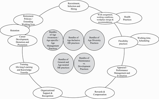 Dimensions and bundles of age-related HRM policies and practices own illustration.