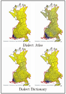 Division of the southwestern dialects given by factor analysis.