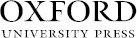 A logo displaying Oxford University Press in bold black-and-white text on a white background