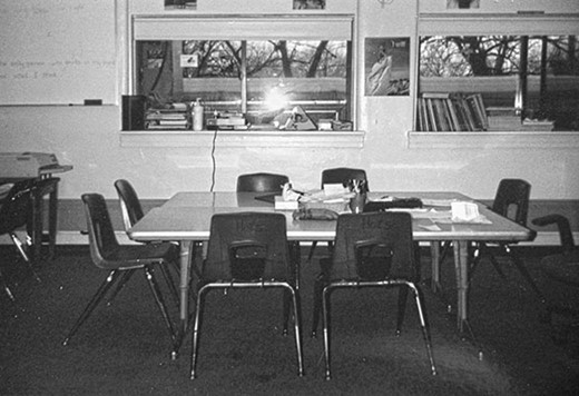  The time of year affects how photographs may look; this classroom photo was taken during the wintertime, which gives it a gloomy look.