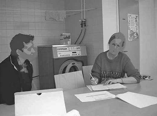  Researcher (right) discussing with a research participant (left). Reprinted with permission from Janhonen-Abruquah, H. (2010). Gone with the Wind?: Immigrant Women and Transnational Everyday Life in Finland. University of Helsinki. http://urn.fi/URN:ISBN:978-952-10-6136-3