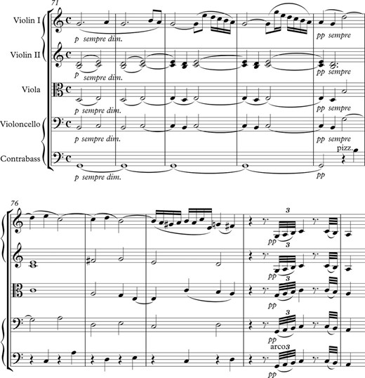  Beethoven, Overture to The Consecration of the House, mm. 71–80, full score