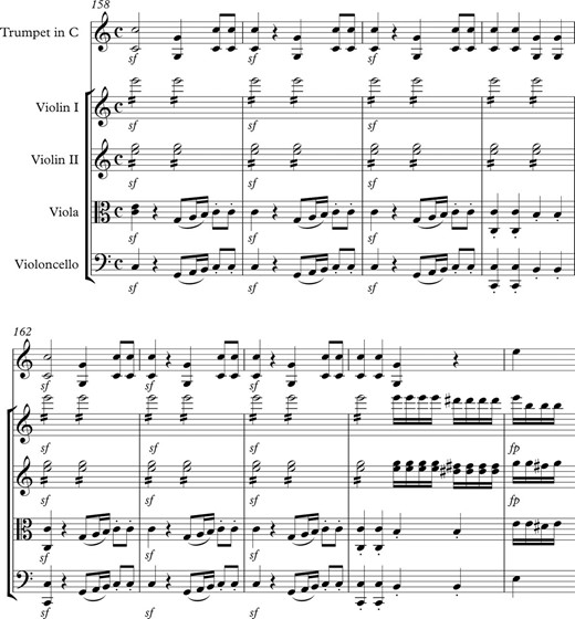  Beethoven, Overture to The Consecration of the House, mm. 158–166, full score