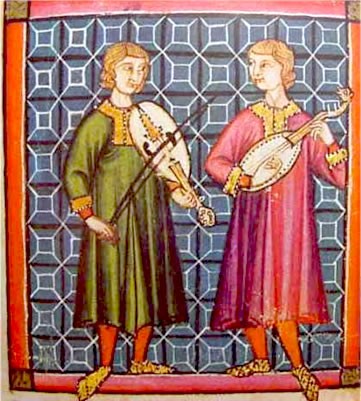 Musicians. Manuscript of the Cantigas de Santa María of King Alfonso X the Wise, thirteenth cent.