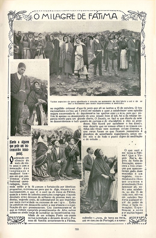  Page from Ilustração Portuguesa, October 29, 1917, showing people looking at the sun during the Fátima apparitions.
