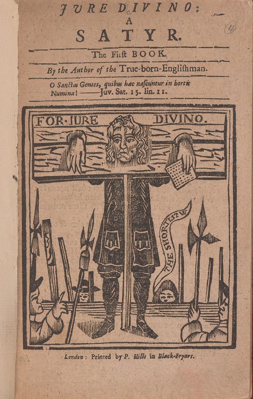  Frontispiece, Benjamin Bragg’s piracy of Jure Divino (1706). Courtesy of Beinecke Rare Book and Manuscript Library, Yale University, shelf mark Ik D362 706Je.