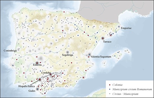 Heat map of inscriptions relating to the epigraphic habit within a radius of 30 kilometres from civilian settlement.